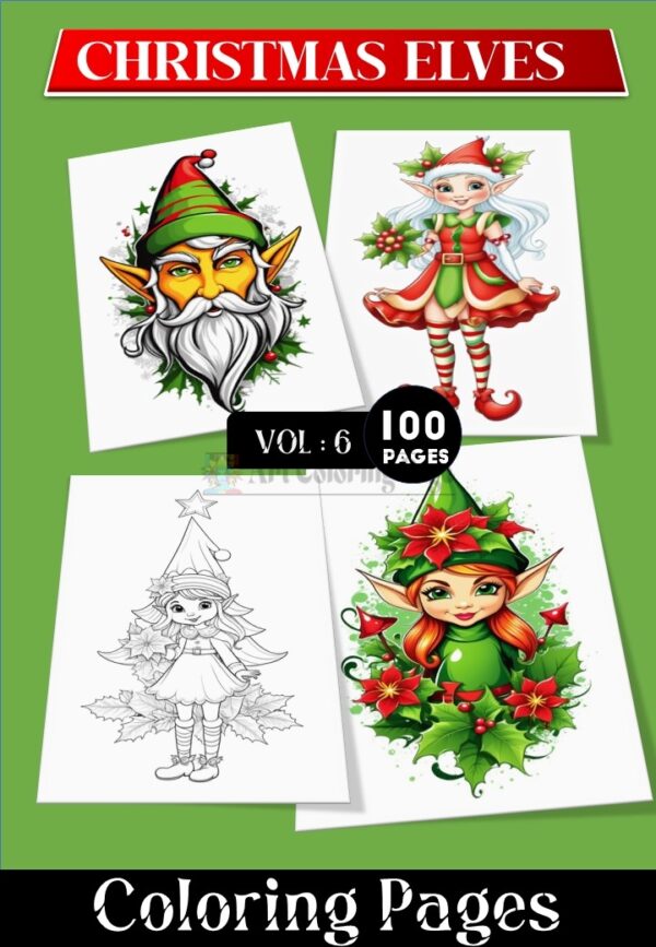 Delight in Holiday Cheer with Santa’s Elves Coloring Pages VOL 6