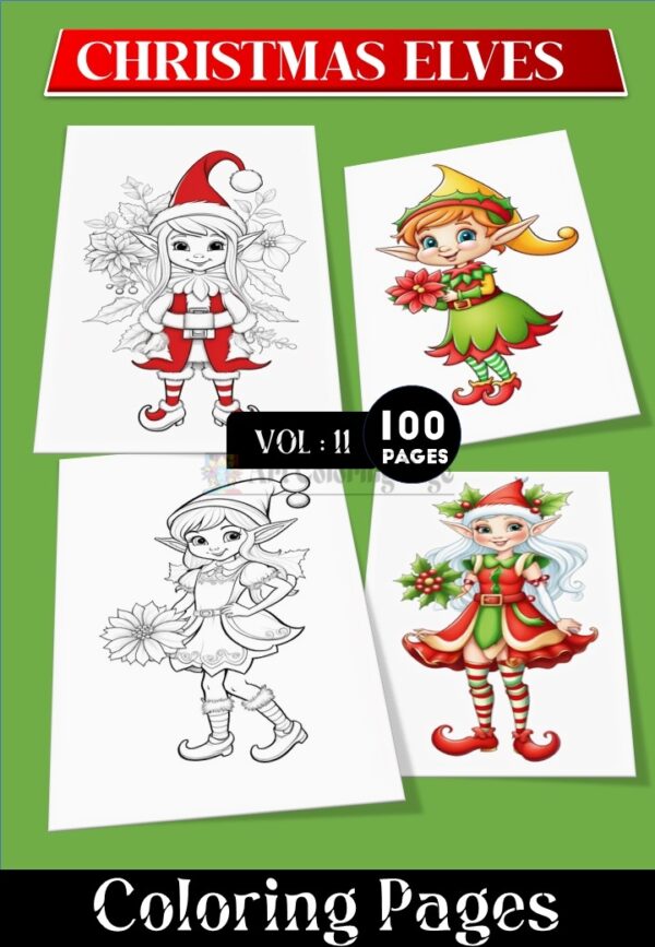 Enchant Your Imagination with Elves Coloring Page VOL 11 – 100 Pages