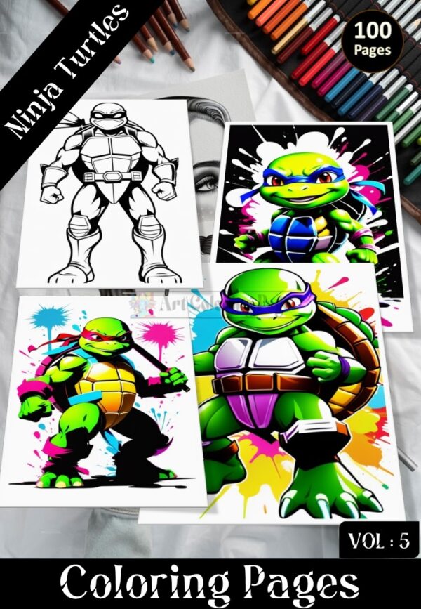 Ninja Turtle Coloring Pages for Kids Coloring Activity for Kids Vol 5