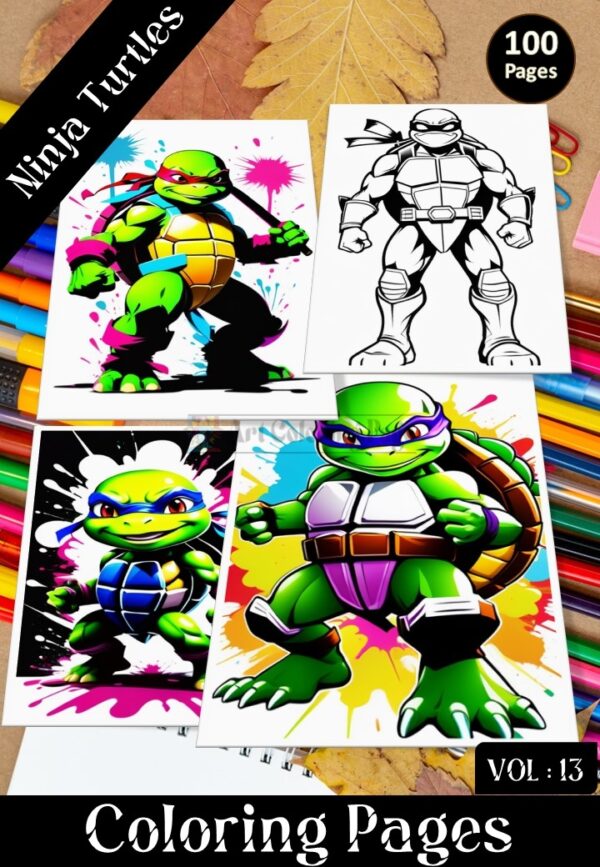 ninja printables coloring sheets VOL 13 – 100 Pages