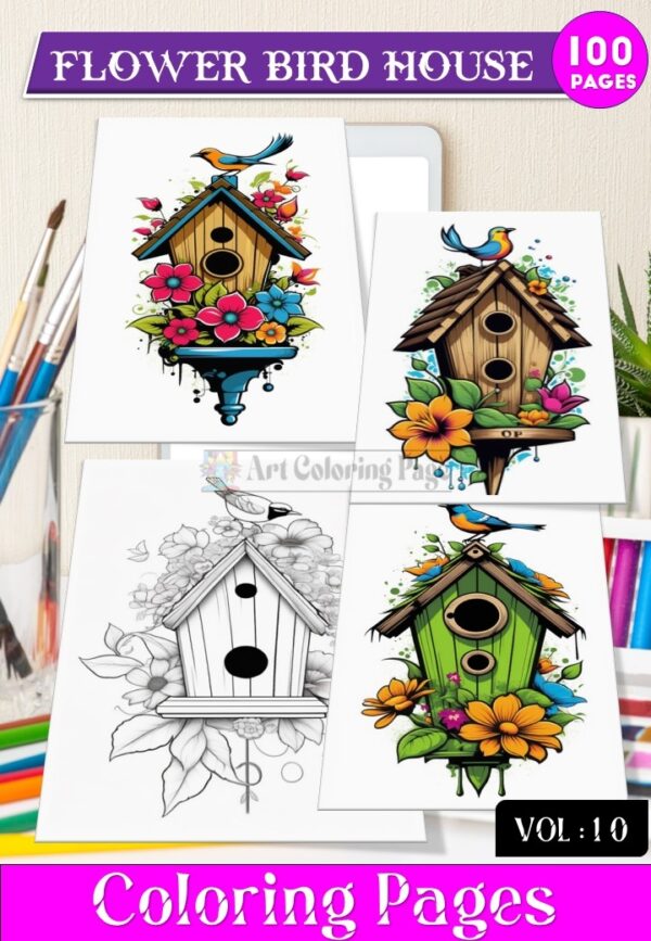 Painted Birdhouses Coloring Pages Vol 10 - Vibrant Art Awaits