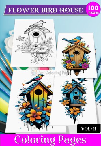 Painted Bird Houses Coloring Vol 11 – 100 Pages of Joyful Creativity