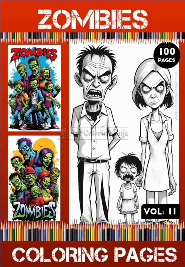 Zombies Coloring Pages Printable Vol 11 | Halloween Zombies Coloring Pages