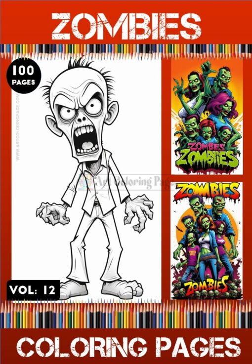 Zombies Coloring Pages Printable Vol 12 | Halloween Zombies Coloring Sheets