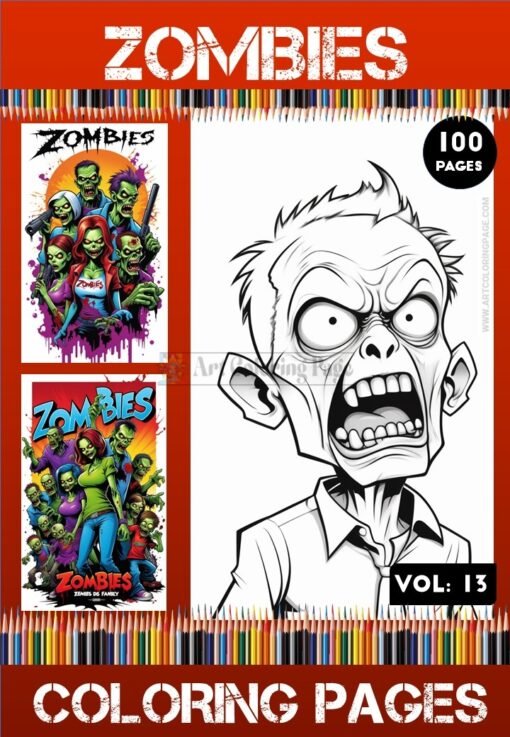 Zombies Coloring Pages Printable Vol 13 | Halloween Zombies Coloring Sheets