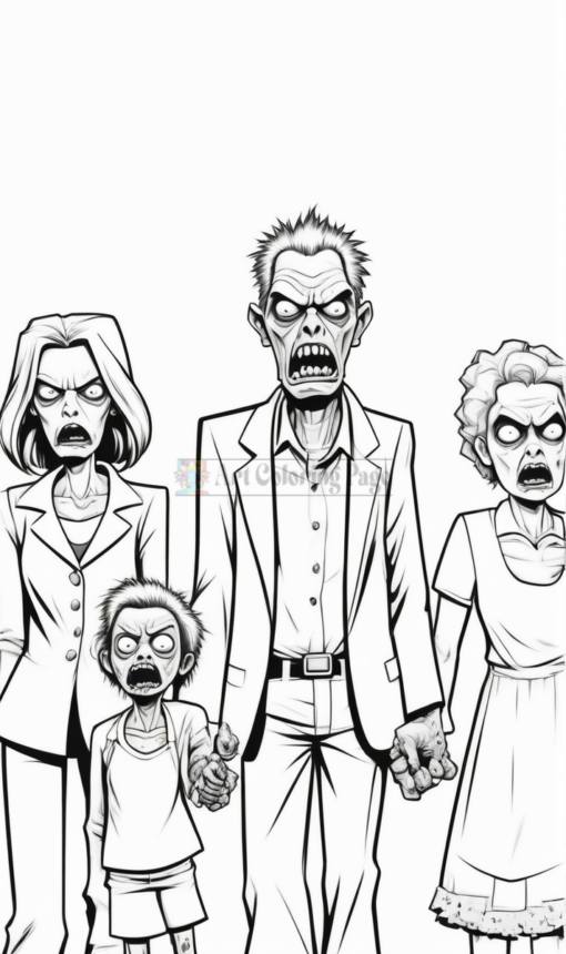 Zombies Coloring Pages Printable Vol 13 | Halloween Zombies Coloring Sheets - Image 3