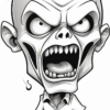 A cartoonish character with a bald head and exaggerated features, including wide eyes and an open mouth displaying sharp teeth. The character is wearing a short-sleeved, button-up shirt and appears to be yelling or screaming, conveying a sense of anger or intensity.