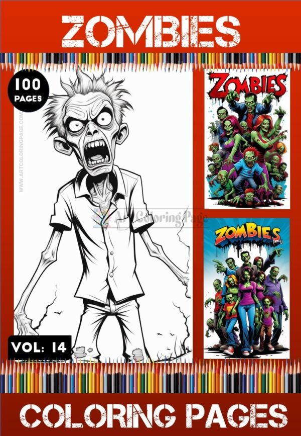 Zombies Coloring Pages Printable Vol 14| Halloween Zombies Coloring Sheets