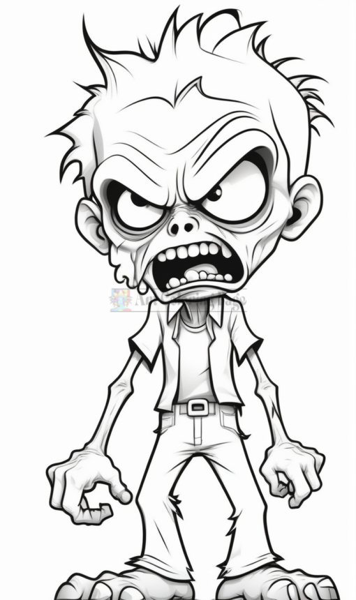 Zombies Coloring Pages Printable Vol14 | Halloween Zombies Coloring Sheets - Image 4