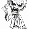 A cartoonish zombie character with exaggerated features, wearing a torn suit and tie, showing an angry expression with bared teeth and wide eyes. Its hair is spiky and unkempt, and one hand is raised in a fist, while the other hand has claws, suggesting a menacing posture against a plain background.