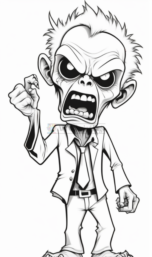 Zombies Coloring Pages Printable Vol15 | Halloween Zombies Coloring Sheets - Image 4