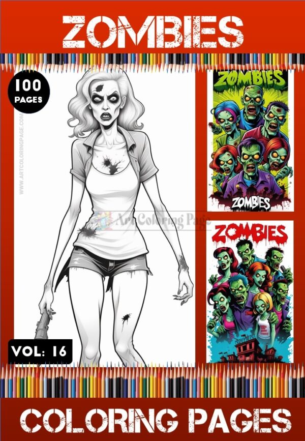 Zombies Coloring Pages Printable Vol16 | Halloween Zombies Coloring Sheets