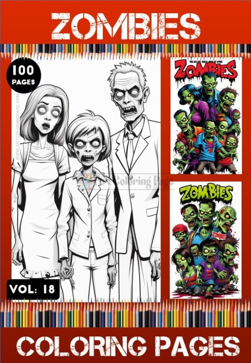 Zombies Coloring Pages Printable Vol18 | Halloween Zombies Coloring Sheets