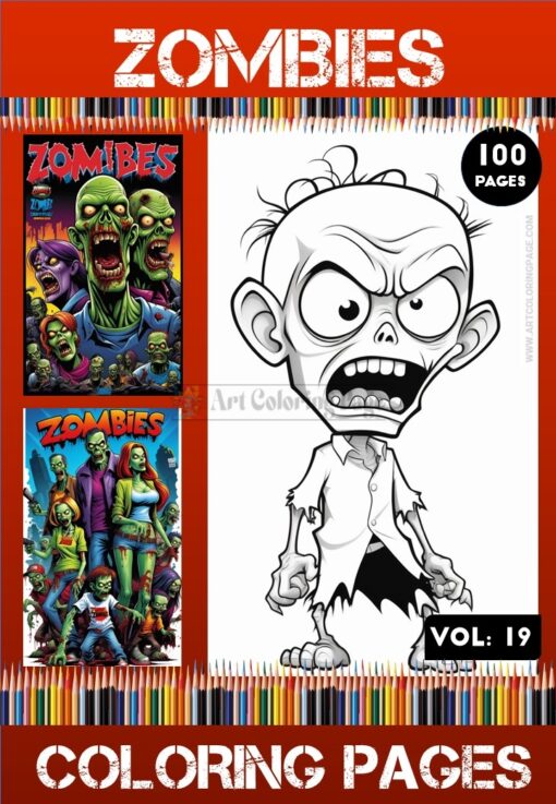 Zombies Coloring Pages Printable Vol19 | Halloween Zombies Coloring Sheets
