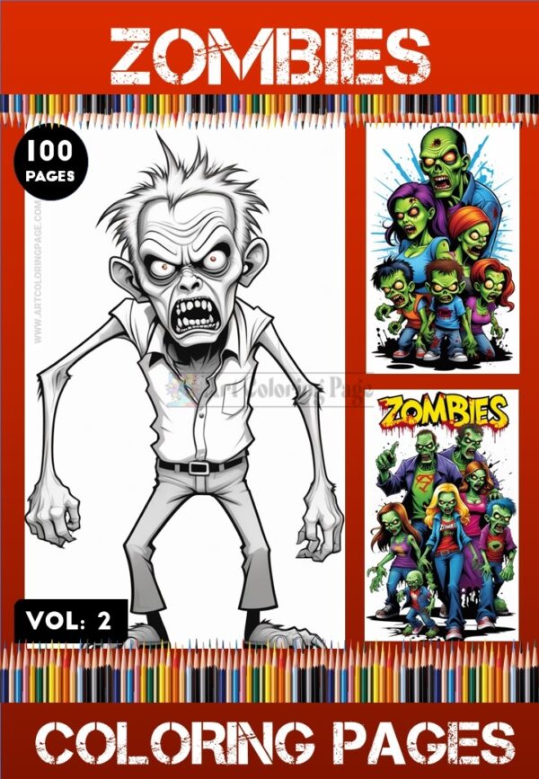 Release Your Creativity with zombie coloring pictures VOL 2- 100 pages