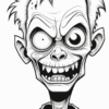 A cartoonish zombie character with wild, spiky hair and an exaggerated, grotesque facial expression, featuring large eyes, sharp teeth, and a torn shirt.