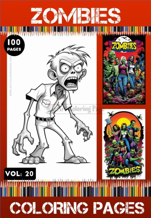 Zombies Coloring Pages Printable Vol20 | Halloween Zombies Coloring Sheets