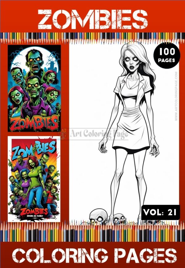 Zombie Coloring Page Printable Vol21 | Halloween Zombies Coloring Sheets