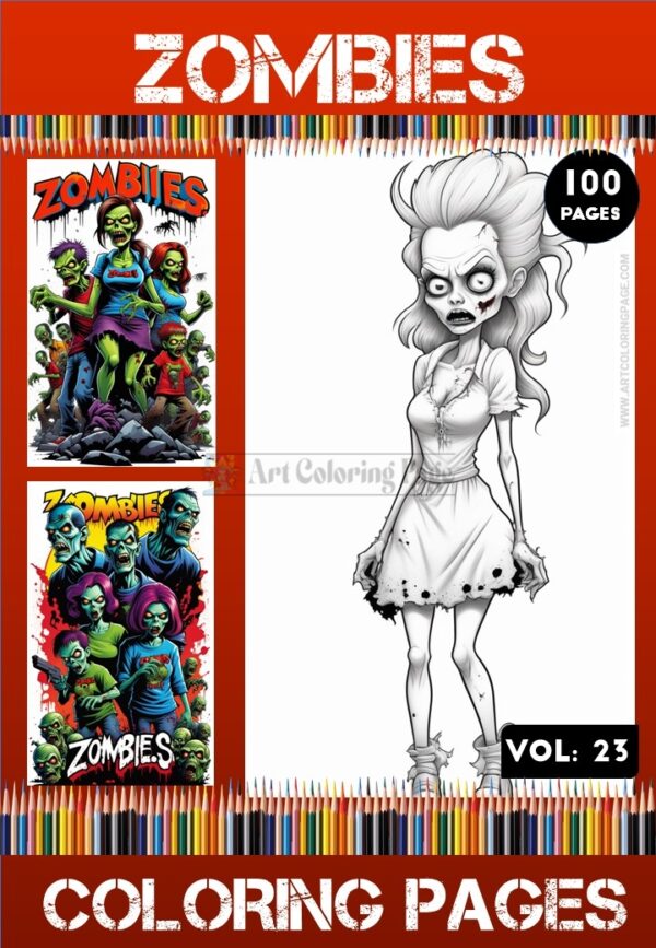 Zombies Coloring Pages Printable Vol23 | Halloween Zombies Coloring Sheets