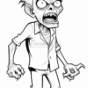 A cartoon zombie character with exaggerated features, including sharp teeth, wild hair, and a furious expression, is wearing a disheveled shirt and pants. Its hands are claw-like, and it stands in a menacing pose.