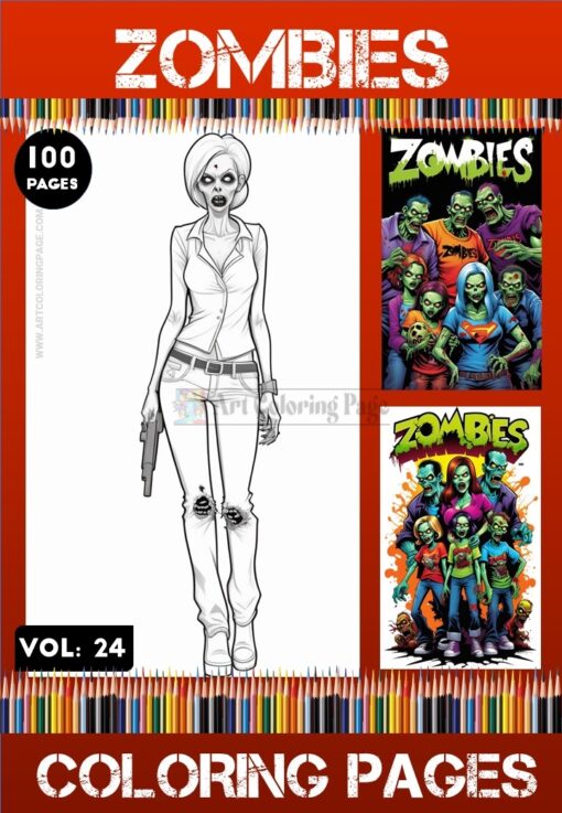 Zombies Coloring Pages Printable Vol24 | Halloween Zombies Coloring Sheets
