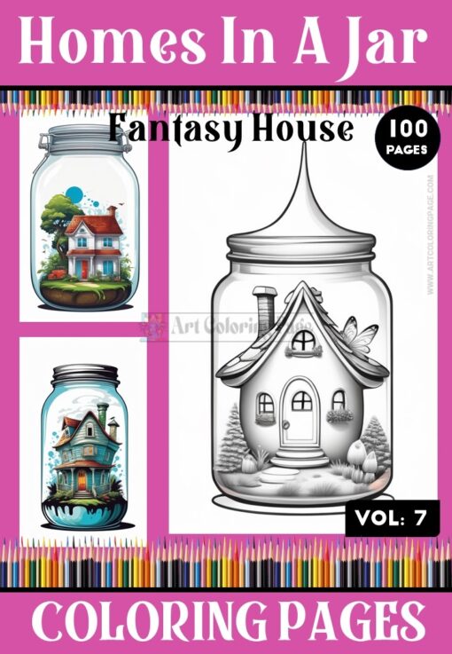 Experience Whimsical Delight with Home In a Jar Coloring Pages Vol 7