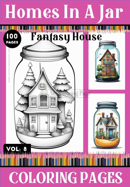 Discover Cozy Charm with Home In a Jar Coloring Page Vol 8