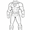 A cartoon superhero with a muscular build, wearing a costume featuring a prominent 'S' emblem, a mask, and boots, striking a confident pose with arms flexed.