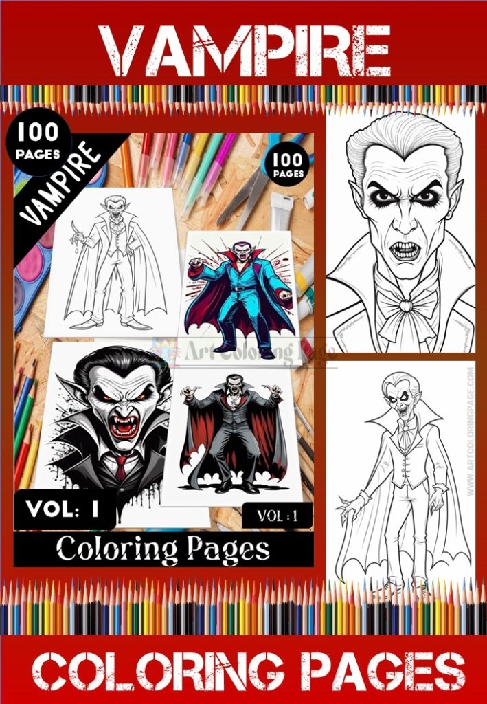 Vampire Halloween Coloring Pages VOL 1! – 100 Spooky & Cute Designs