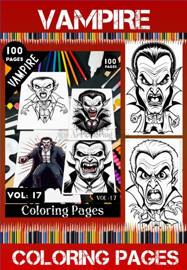 Vampire Color Page VOL 17! – 100 Unique Designs for Magical Coloring Fun