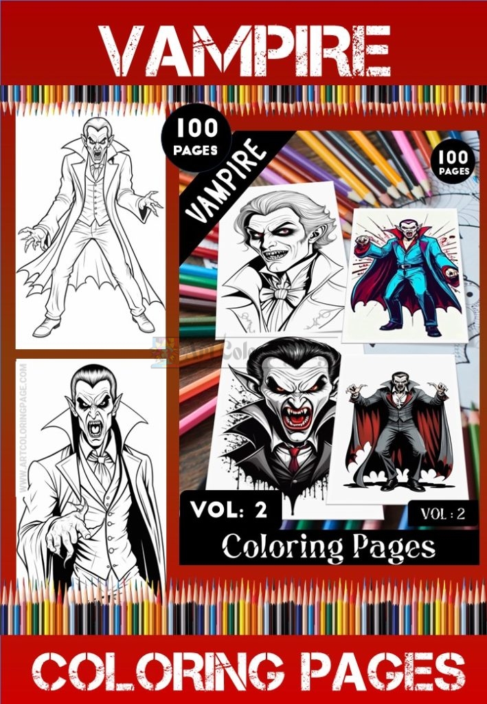 Vampire Coloring Pages for Adults VOL 2! – 100 Unique Designs