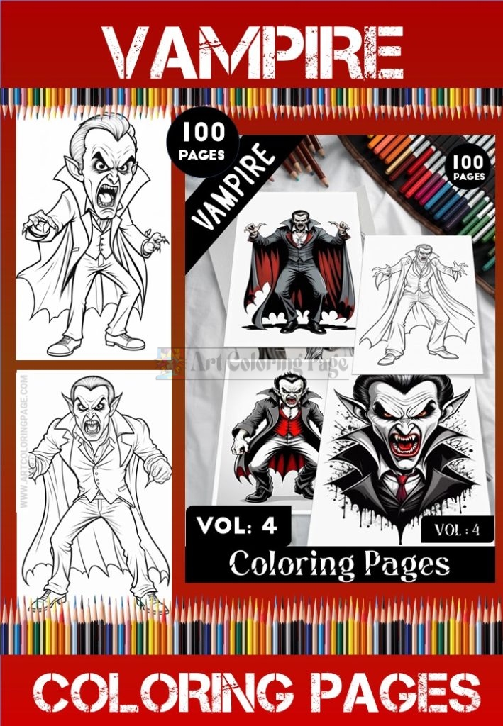 Halloween Vampire Coloring Pages VOL 4! – 100 Spooky-Cute Designs