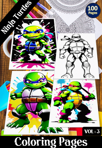 Alternative view of TMNT Coloring Pages VOL 3 – 100 Unique Designs for All Ages!