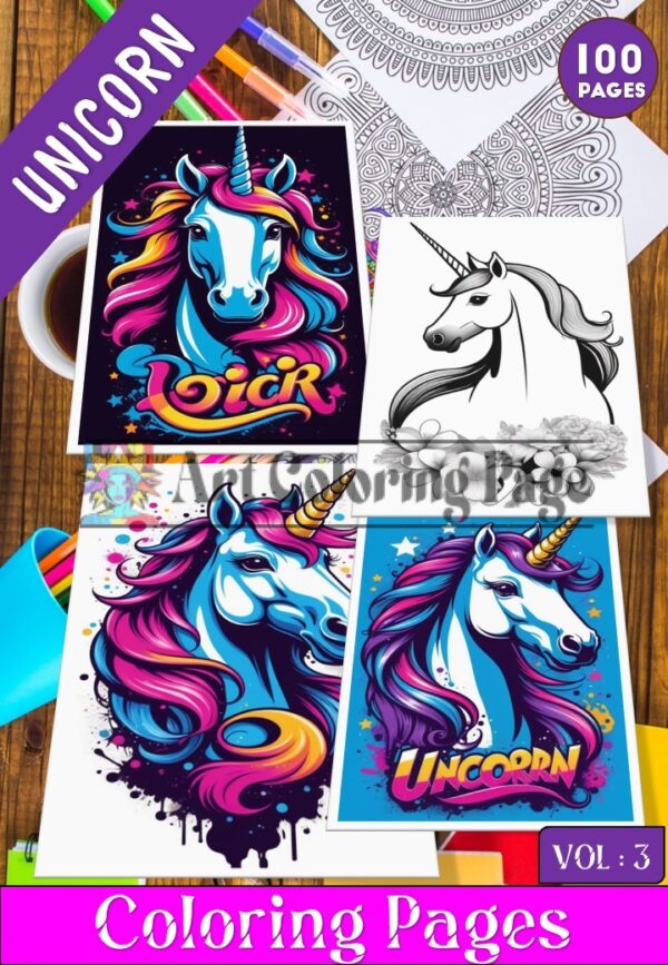 Embark on a Whimsical Journey with Unicorns Coloring Pages VOL 3!