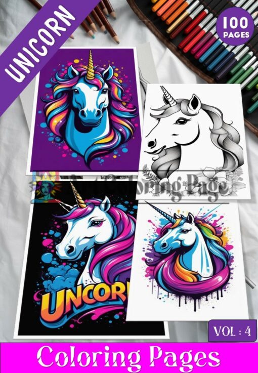Embark on a Whimsical Adventure with Coloring Page Unicorn VOL 4!