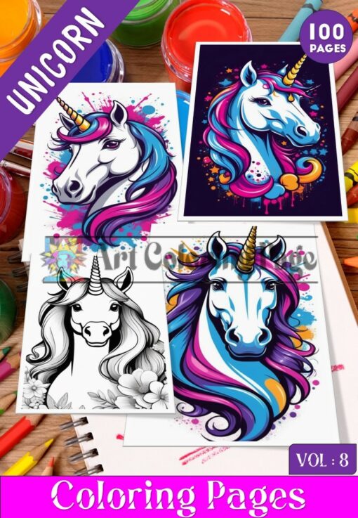 Indulge in Magical Creativity with Unicorn Coloring Page VOL 8!
