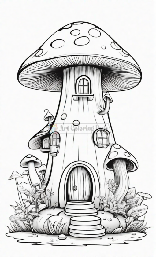 Buy Mushroom Houses Coloring Pages Vol 3 – Mushroom Houses Coloring Sheet- bvh659-