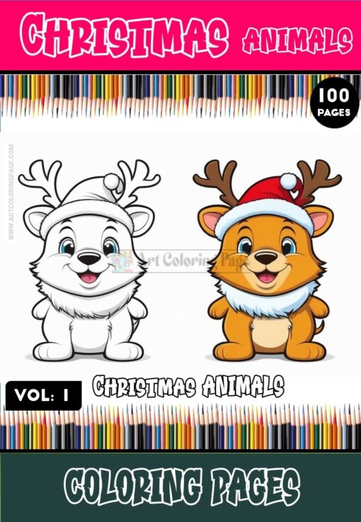 Christmas Animal Coloring Pages: Festive Fun for Kids - Vol 1