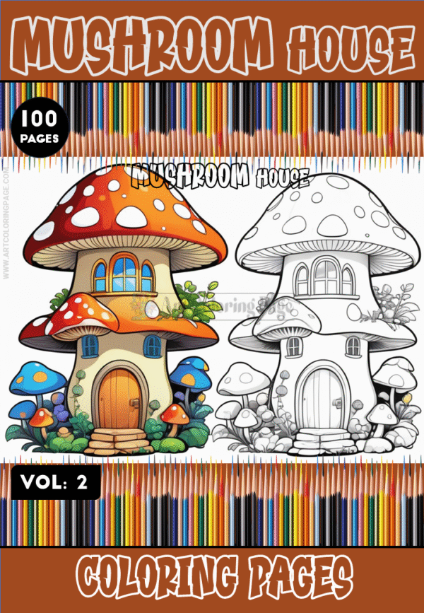 Immerse Yourself in Wonderland with Mushroom Houses Coloring Sheets Vol 2