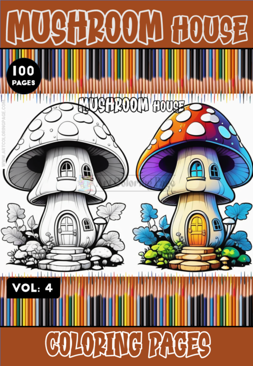 Dive into Creativity with Mushroom Houses Coloring Pages Cheap Vol 4