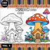 Explore Whimsy with Funny Mushroom Houses Coloring Pages Vol 5