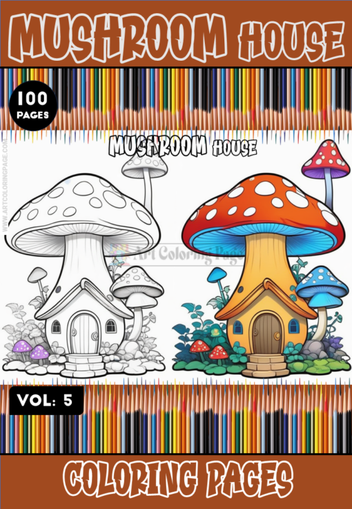 Explore Whimsy with Funny Mushroom Houses Coloring Pages Vol 5