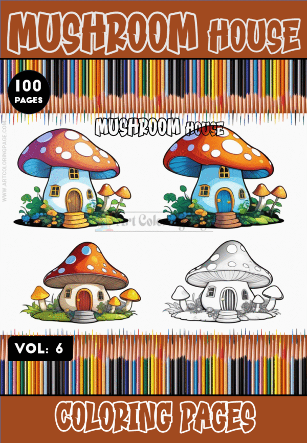 Dive into Creativity with Mushroom Houses Coloring Sheet Vol 6