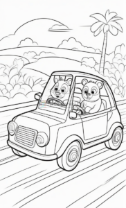 Drive into Creativity with Animals Cartoon Cars Coloring Pages Vol 1!