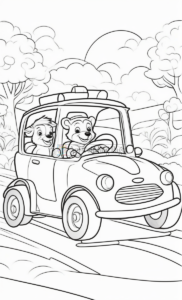 Cruise into Creativity with Animals Cartoon Cars Coloring Pages Vol 2!
