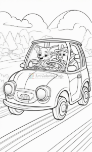 Cruise into Creativity with Animals Cartoon Cars Coloring Pages Vol 2!