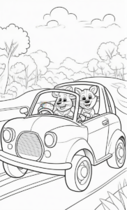 Embark on a Vibrant Journey with Animals Cartoon Cars Coloring Pages Vol 4!