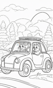 Embark on a Vibrant Journey with Animals Cartoon Cars Coloring Pages Vol 4!