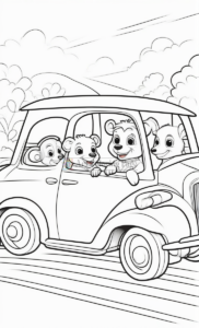 Embark on a Vibrant Journey with Animals Cartoon Cars Coloring Pages Vol 4!