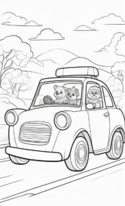 Embark on a Whirlwind of Colorful Adventures with Animals Cartoon Cars Coloring Pages Vol 5!